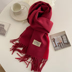 Exclusive Double-sided Artificial Cashmere Scarf — Khaki Beige — Size 68X200cm — Alternate View 15