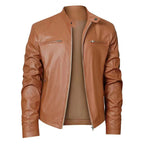 Exclusive Men's PU Leather Jacket ? Zip-Up Cardigan Style with Patch Pockets ? Khaki ? Size S ? Alternate View 15