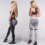 Exclusive Women's Heart Print Push-Up Leggings ? High Waist Workout Pants ? Black ? Size S ? Top View