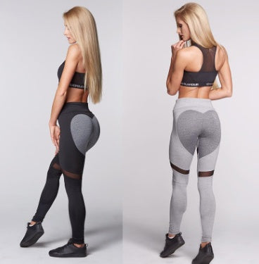 Exclusive Women's Heart Print Push-Up Leggings ? High Waist Workout Pants ? Black ? Size S ? Top View