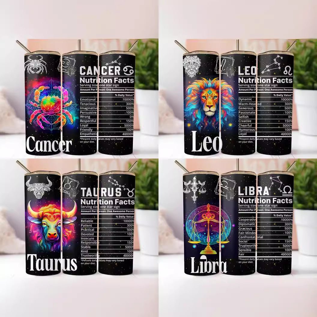 Exclusive 12 Constellation Straight Cup | Zodiac Glass Tumbler — Capricorn — Size 20oz — Front View