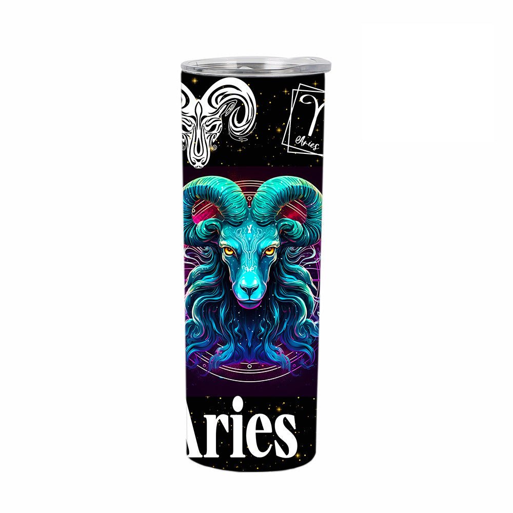 Exclusive 12 Constellation Straight Cup | Zodiac Glass Tumbler — Capricorn — Size 20oz — Back View