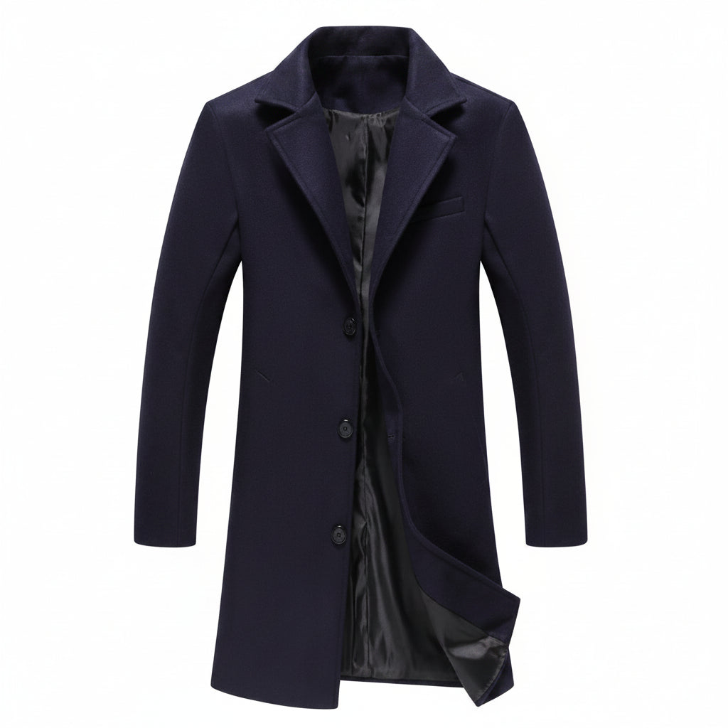 Exclusive Men's Solid Colour Casual Coat ? Lapel Mid-Length Windbreaker Jacket ? Dark grey ? Size 2XL ? Alternate View 8
