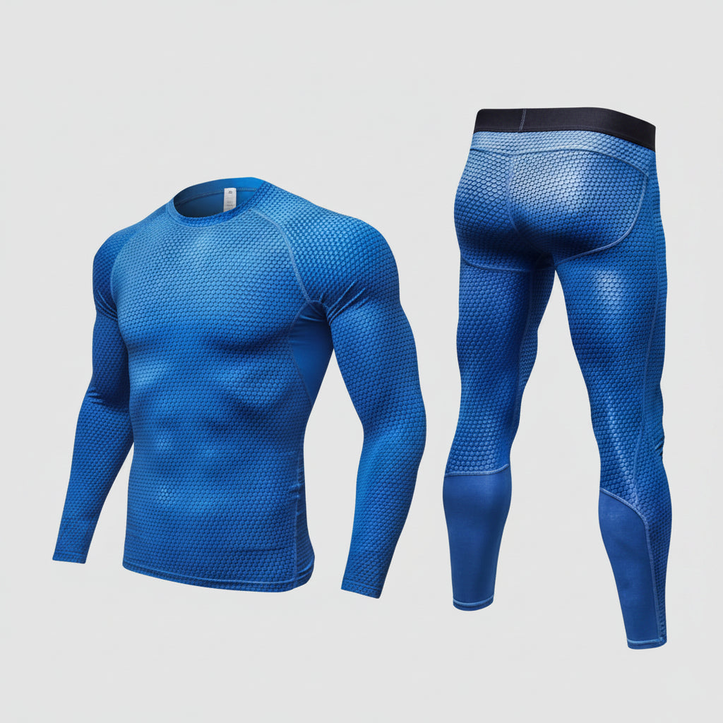 Exclusive Men's Compression Gym Set ? Muscle Fit Athletic Shirt, Shorts & Leggings ? Blue ? Size XL ? Width Long ? Alternate View 11