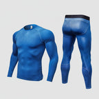 Exclusive Men's Compression Gym Set ? Muscle Fit Athletic Shirt, Shorts & Leggings ? Blue ? Size XL ? Width Long ? Alternate View 11