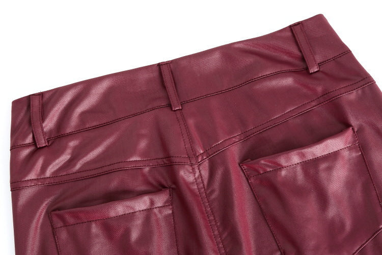 Exclusive Women's High Waist PU Leather Skinny Trousers ? Sexy Pencil Pants with Zip Detail ? Black ? Size S ? Alternate View 7