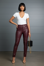 Exclusive Women's High Waist PU Leather Skinny Trousers ? Sexy Pencil Pants with Zip Detail ? Black ? Size S ? Alternate View 9