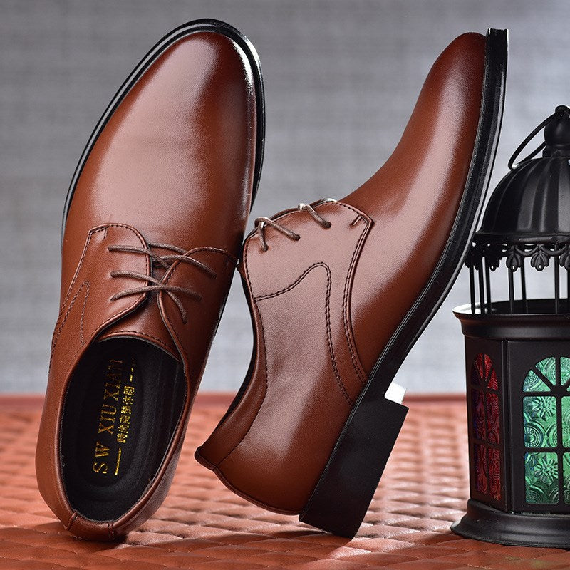 Exclusive Men's Pointed Toe Lace-Up Dress Shoes ? Casual Fashion Leather-Look ? Black ? Size 38 ? Top View