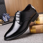 Exclusive Men's Pointed Toe Lace-Up Dress Shoes ? Casual Fashion Leather-Look ? Black ? Size 38 ? Side View