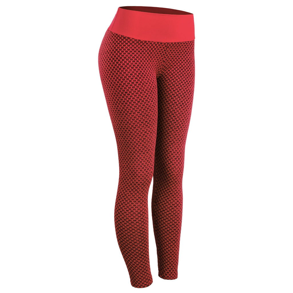 Exclusive Women's Plaid Seamless High Waist Leggings ? Breathable Yoga Fitness Gym Pants ? Green ? Size L ? Top View