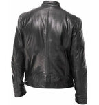 Exclusive Men's PU Leather Jacket ? Zip-Up Cardigan Style with Patch Pockets ? Khaki ? Size S ? Top View