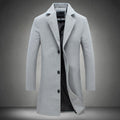 Exclusive Men's Solid Colour Casual Coat ? Lapel Mid-Length Windbreaker Jacket ? Dark grey ? Size 2XL ? Front View