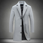Exclusive Men's Solid Colour Casual Coat ? Lapel Mid-Length Windbreaker Jacket ? Dark grey ? Size 2XL ? Front View