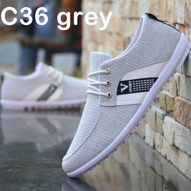 Exclusive Men's Soft-Soled Canvas Shoes ? Old Beijing Slip-On Leisure Loafers ? 39 ? Size Grey ? Top View