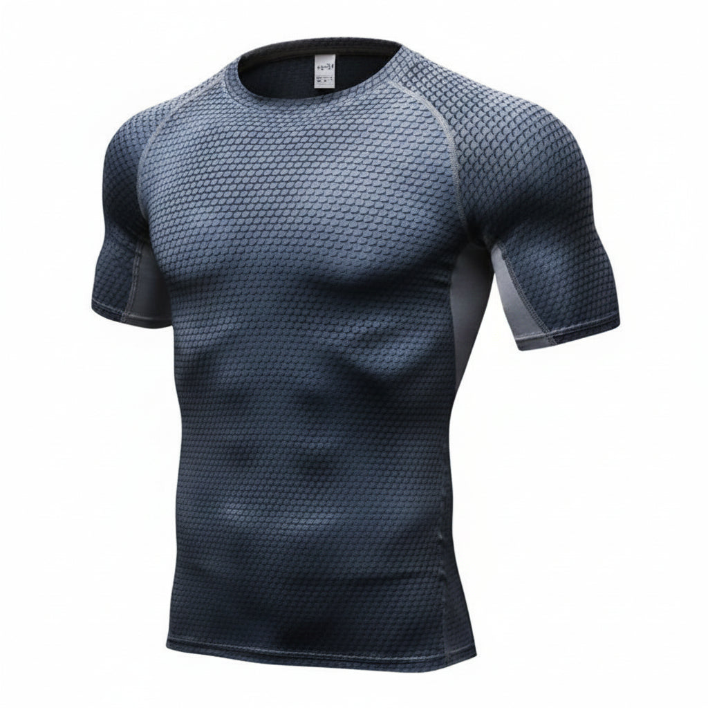 Exclusive Men's Compression Gym Set ? Muscle Fit Athletic Shirt, Shorts & Leggings ? Blue ? Size XL ? Width Long ? Lifestyle View
