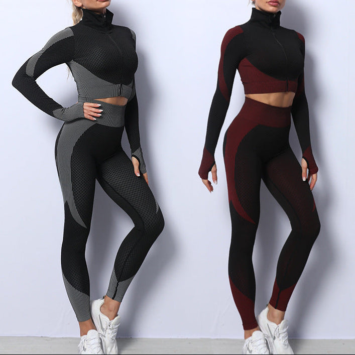 Exclusive Women's 3-Piece Seamless Yoga Set ? Leggings, Crop Top & Sports Bra Gym Tracksuit ? Army green ? Size S ? Top View