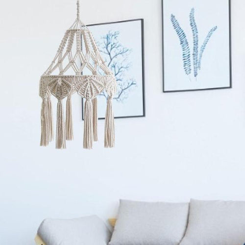 Exclusive 1Pc Handknitted Lampshade Macrame — A — Side View