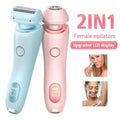 Exclusive 2 In 1 Hair Removal Epilator USB Rechargeable — Blue — Size USB — Front View