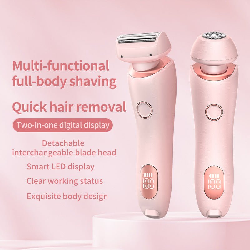 Exclusive 2 In 1 Hair Removal Epilator USB Rechargeable — Blue — Size USB — Back View