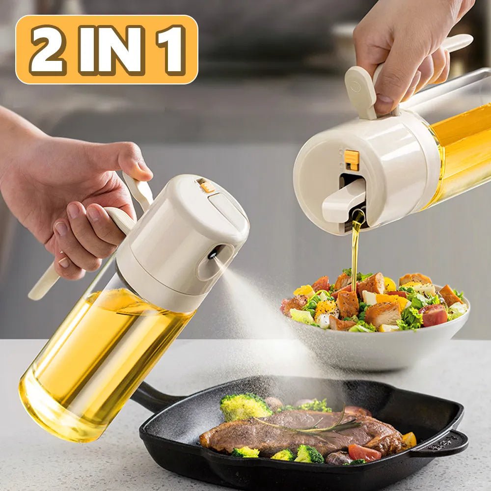 Exclusive 2 In 1 Oil Sprayer Bottle — 550ml Warm Gray — Size 1PC — Front View