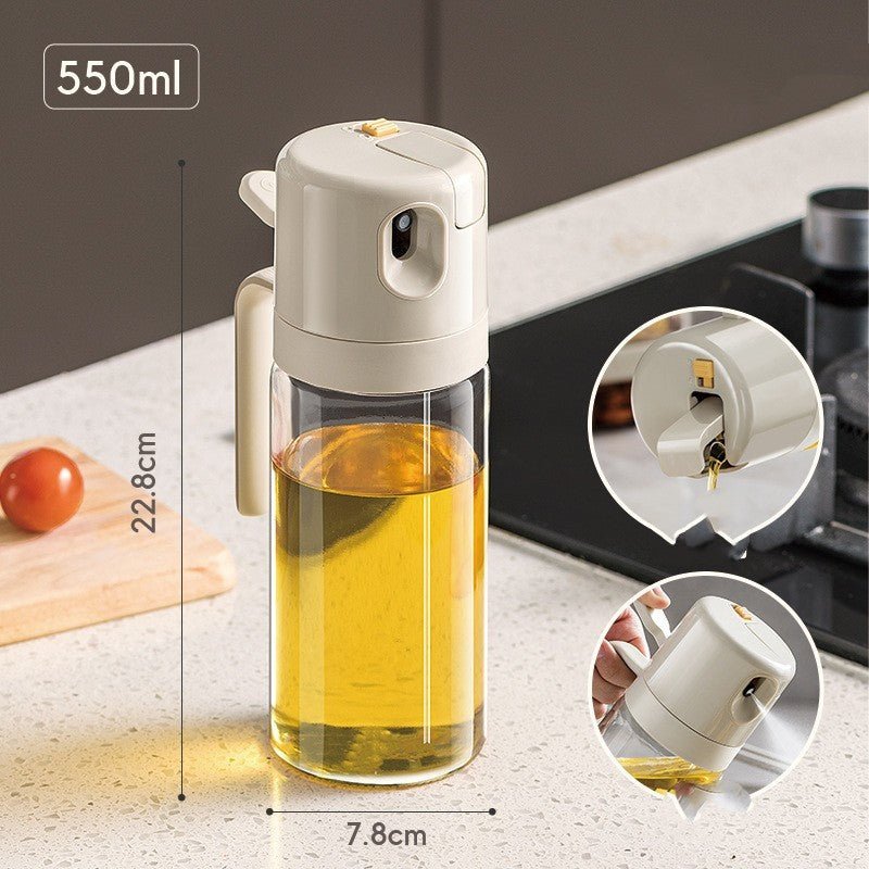 Exclusive 2 In 1 Oil Sprayer Bottle — 550ml Warm Gray — Size 1PC — Back View