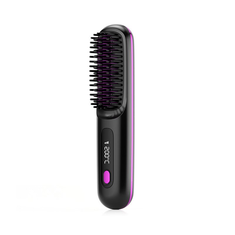 Exclusive 2 In 1 Straight Hair Comb | Heated Flat Iron Brush — LCD Black English — Alternate View 10