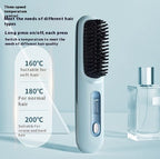 Exclusive 2 In 1 Straight Hair Comb | Heated Flat Iron Brush — LCD Black English — Alternate View 12