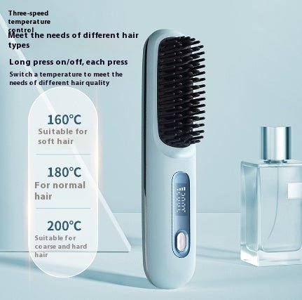 Exclusive 2 In 1 Straight Hair Comb | Heated Flat Iron Brush — LCD Black English — Alternate View 12