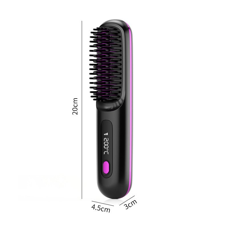 Exclusive 2 In 1 Straight Hair Comb | Heated Flat Iron Brush — LCD Black English — Alternate View 13