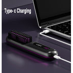 Exclusive 2 In 1 Straight Hair Comb | Heated Flat Iron Brush — LCD Black English — Back View