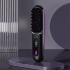 Exclusive 2 In 1 Straight Hair Comb | Heated Flat Iron Brush — LCD Black English — Alternate View 8