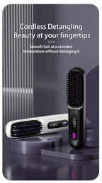 Exclusive 2 In 1 Straight Hair Comb | Heated Flat Iron Brush — LCD Black English — Alternate View 18