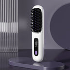 Exclusive 2 In 1 Straight Hair Comb | Heated Flat Iron Brush — LCD Black English — Alternate View 9