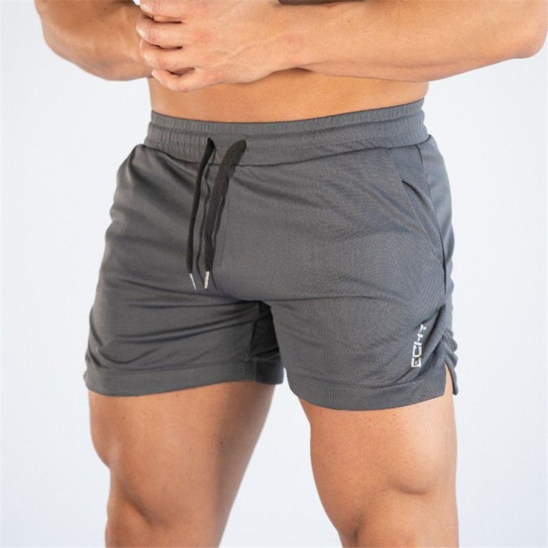 Exclusive Men's Quick-Dry Fitness Bodybuilding Shorts ? Gym Workout Athletic Shorts ? Khaki ? Size 4XL ? Detail View
