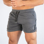 Exclusive Men's Quick-Dry Fitness Bodybuilding Shorts ? Gym Workout Athletic Shorts ? Khaki ? Size 4XL ? Detail View