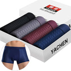 Exclusive Men's Silky Modal Boxer Briefs ? 4-Pack Wide Waistband Underwear ? Color D ? Size XXL ? Front View