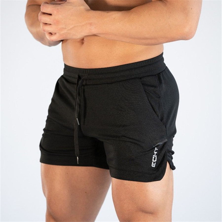 Exclusive Men's Quick-Dry Fitness Bodybuilding Shorts ? Gym Workout Athletic Shorts ? Khaki ? Size 4XL ? Front View