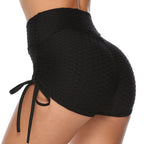 Exclusive Textured Butt Lift Drawstring Shorts for Women ? Slim Fit Yoga Gym Jogging ? Pink ? Size S ? Alternate View 9
