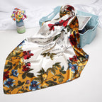 Exclusive High-end Versatile Retro Printed Artificial Silk Scarf — D9028 Red — Size 90X90CM — Alternate View 7