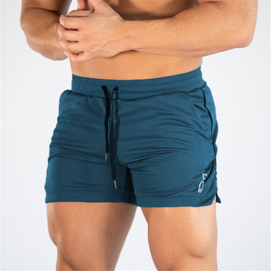 Exclusive Men's Quick-Dry Fitness Bodybuilding Shorts ? Gym Workout Athletic Shorts ? Khaki ? Size 4XL ? Back View