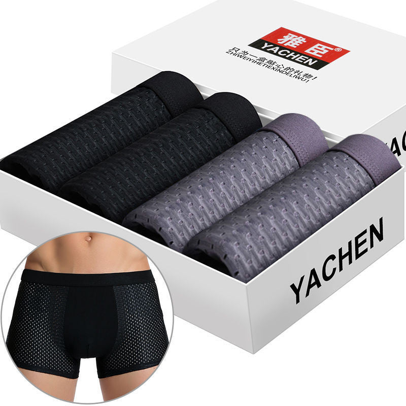 Exclusive Men's Silky Modal Boxer Briefs ? 4-Pack Wide Waistband Underwear ? Color D ? Size XXL ? Lifestyle View
