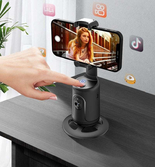 Exclusive 360 degrees AI intelligent face tracking system — Black — Front View
