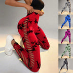 Exclusive High Waist Butt Lift Seamless Leggings ? Tie Dye Yoga Pants for Women ? Coffee ? Size S ? Front View