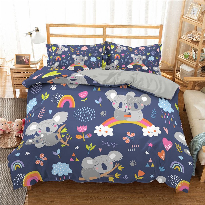 Exclusive 3D Digital Printing Cartoon Bedding — Dinosaur — Size 135x200cm — Side View