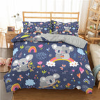 Exclusive 3D Digital Printing Cartoon Bedding — Dinosaur — Size 135x200cm — Side View