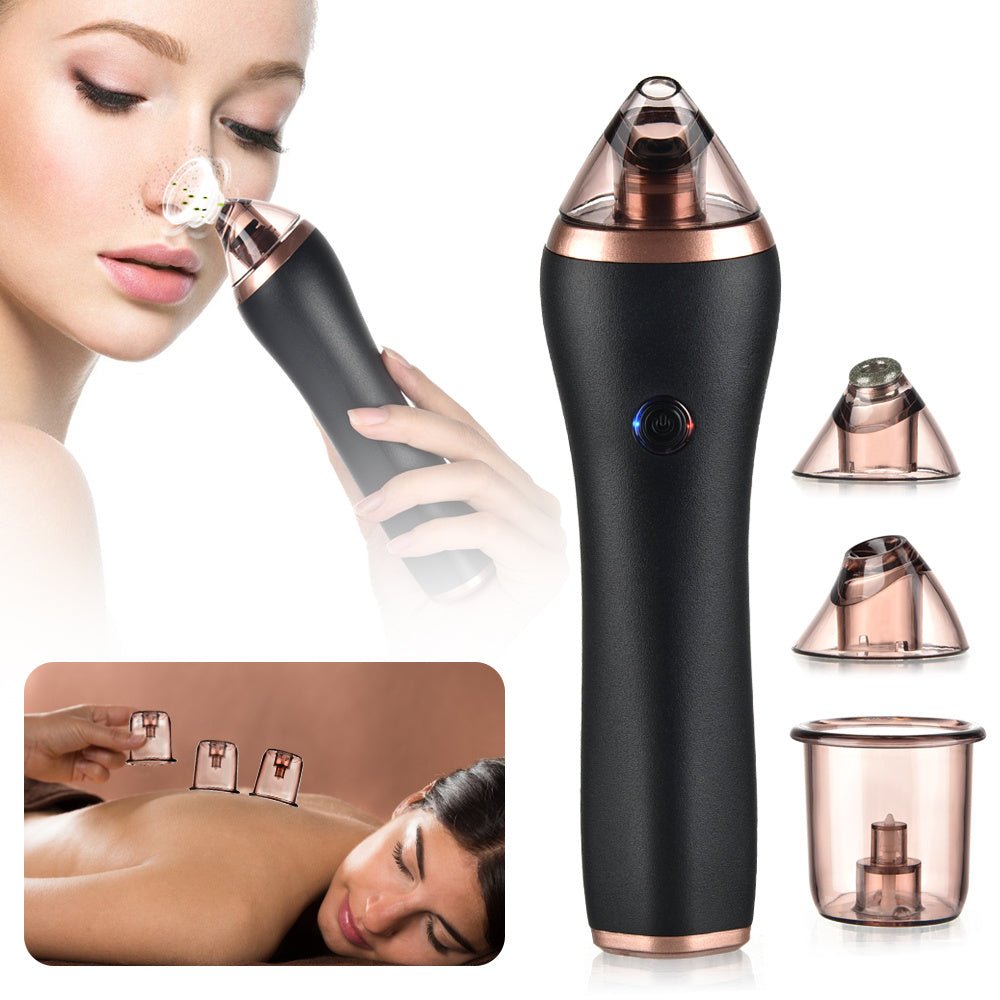 Exclusive 4 in 1 Body Guasha Cupping Blackhead Remover — Black — Front View