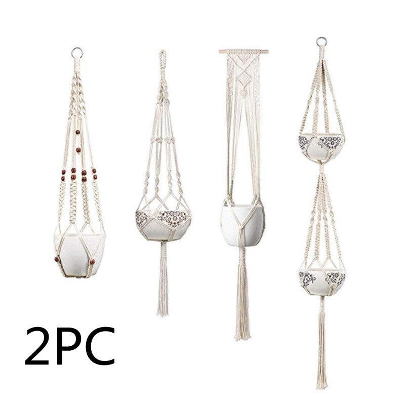 Exclusive 4 Pack - Macrame Hanging Baskets — 4 net pockets — Alternate View 9