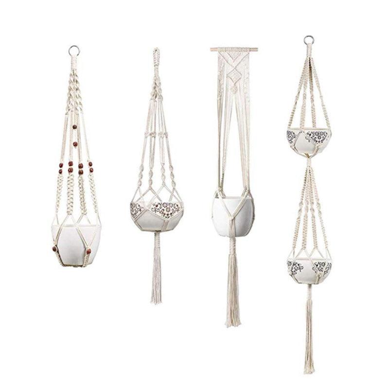 Exclusive 4 Pack - Macrame Hanging Baskets — 4 net pockets — Alternate View 7