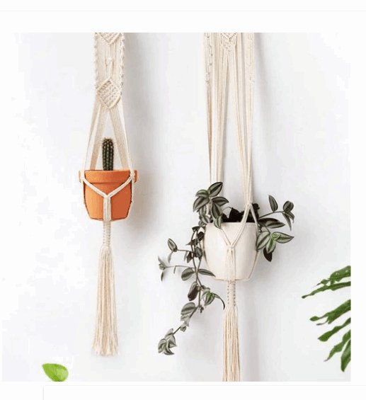Exclusive 4 Pack - Macrame Plant Hangers & Shelf — 14style — Detail View