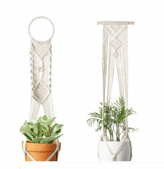 Exclusive 4 Pack - Macrame Plant Hangers & Shelf — 14style — Side View